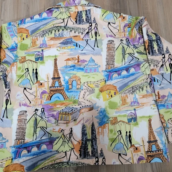 Vintage Oversized Tantrums Jacket Womens Size Large Paris France Print Colorful - Picture 6 of 6
